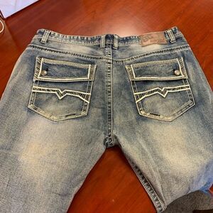 Blue Cult Denim Embellish Stitch Jeans sz 48 EUC